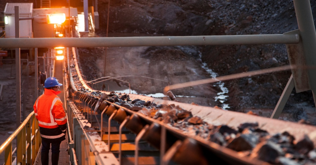 Mining Conveyor Belt at Sunset