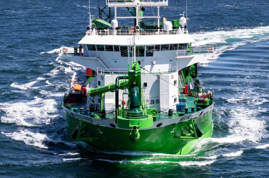 Green Dredging Vessel at Sea